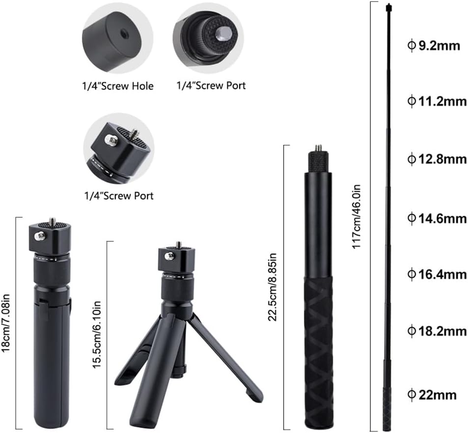 Generic Insta360 X5/X4, 3, GoPro,1/4" 6 lbs (47 inches) Bullet Time Handle Tripod Rotating Grip with Invisible Selfie