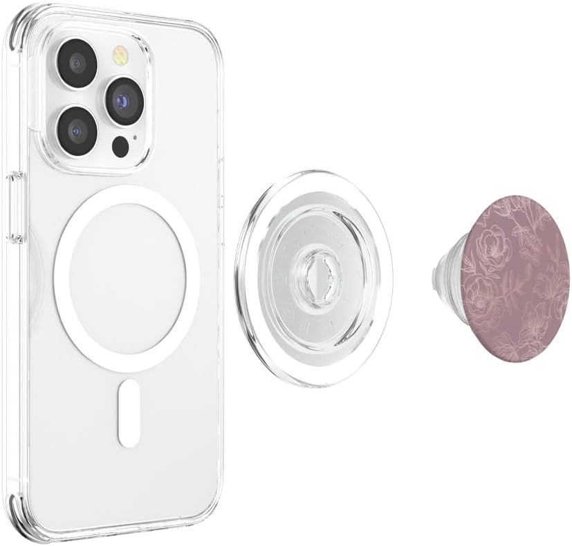 Dusty Rose Floral Phone Grip Dusty Rose Floral PopSockets PopGrip for MagSafe