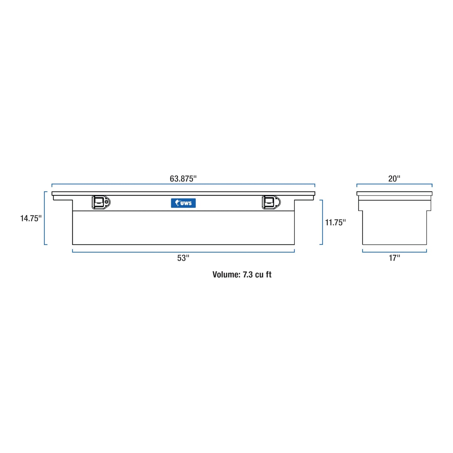 UWS EC10331 63-Inch Heavy-Wall Aluminum Truck Tool Box with Low Profile, RigidCore Lid