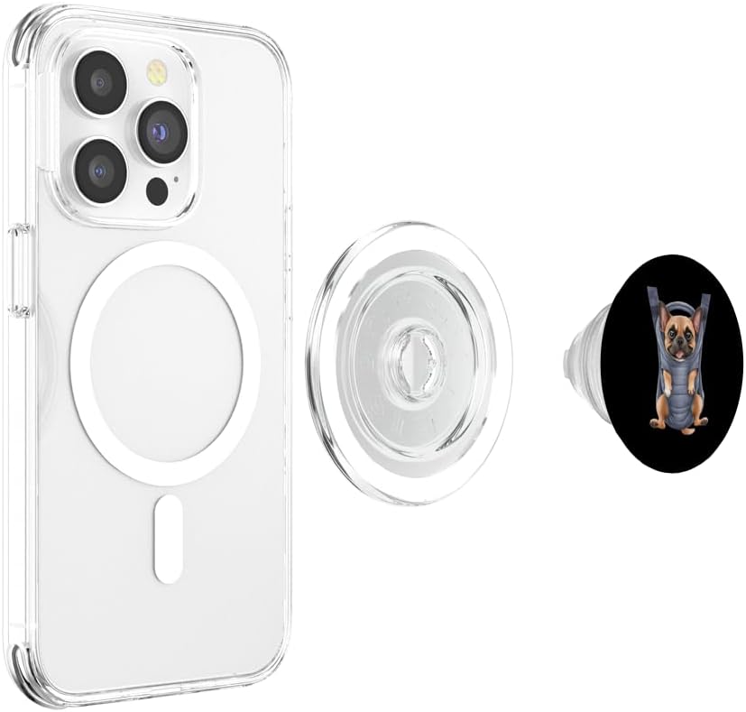 Frenchie Puppy Lover PS Funny Frenchie Puppy In A Baby Carrier. Dog Lover PopSockets PopGrip for MagSafe