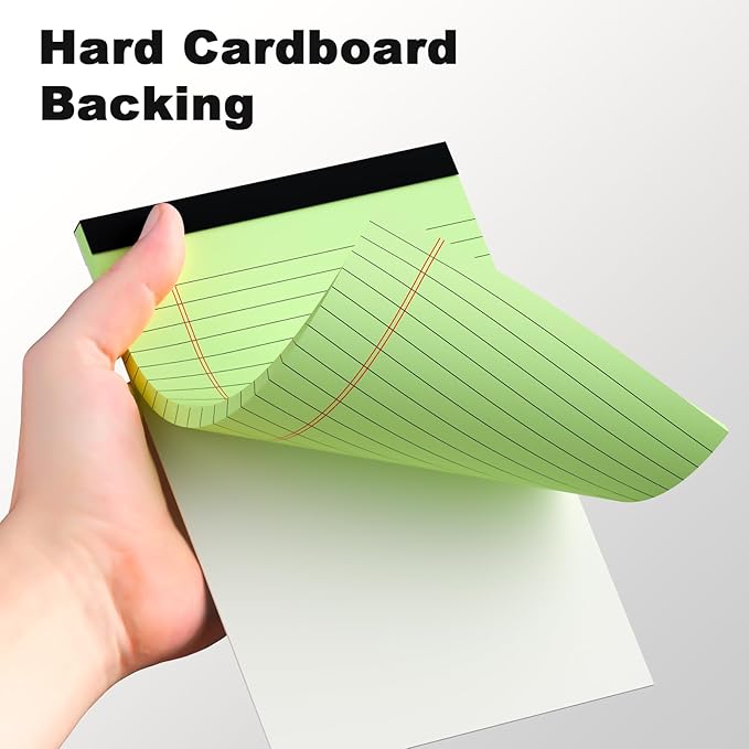 6pcs Small Note Pad 5x8 College Ruled Green Legal Pads Paper Notepads 6 Pack Study Back Writing Pads 5 x 8 Legal Pads Perforated Narrow Ruled Pads of Paper Green