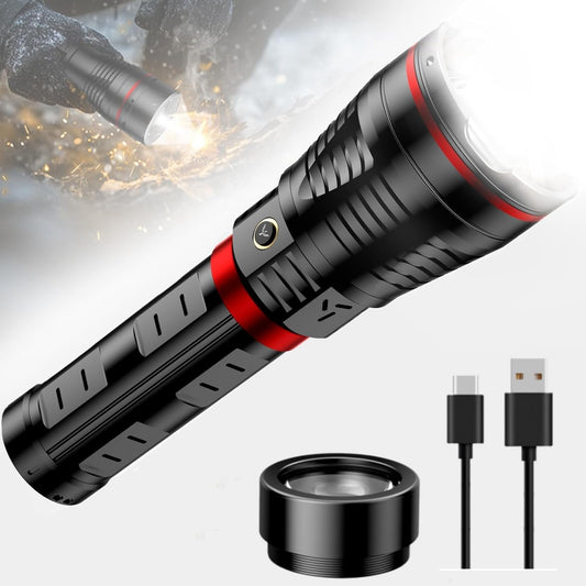 SKYFIRE Brightest Flashlights High Lumens with Ignition Lens,20000mAh Super Bright Rechargeable Flashlight with Shoulder Straps,Waterproof Led Tactical Flash Light for Camping Outdoor Emergency