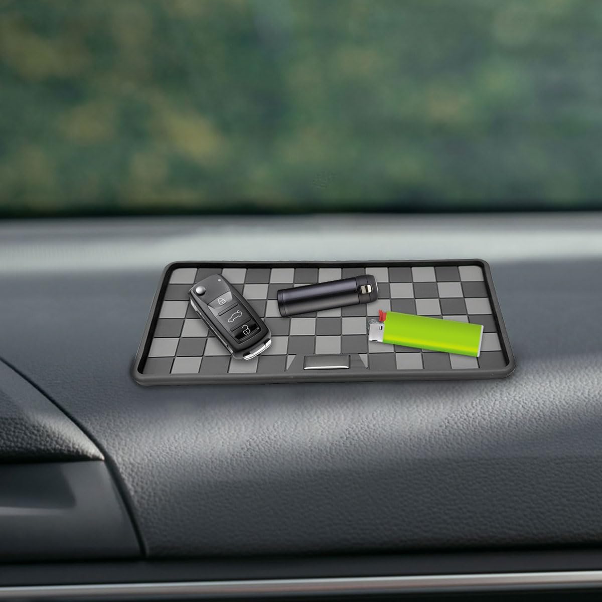 Deaelf 11"6" Car Dashboard Non-Slip Mat, PVC Grid Sticky Adhesive Gripping Pad, Heat Resistant Multifunctional Vehicle