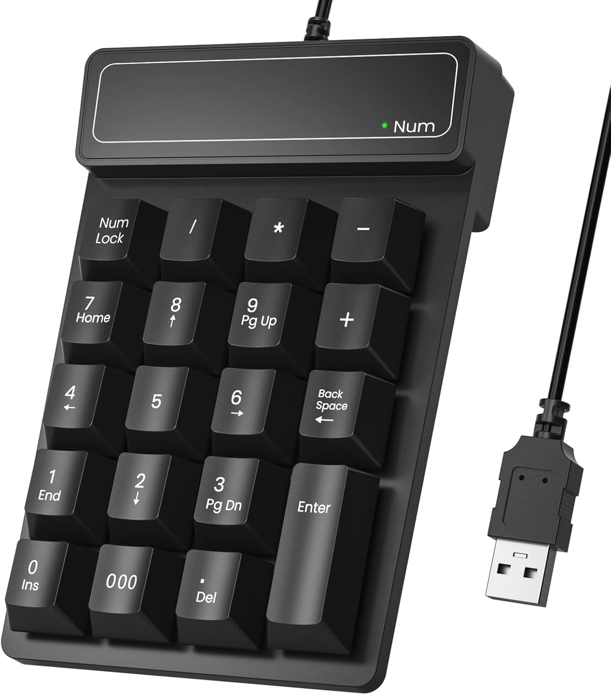 JPHTEK 19 Accounting Wired USB Numeric Keypad Key Number Pad Keyboard, Portable Financial Keyboard for Laptop PC