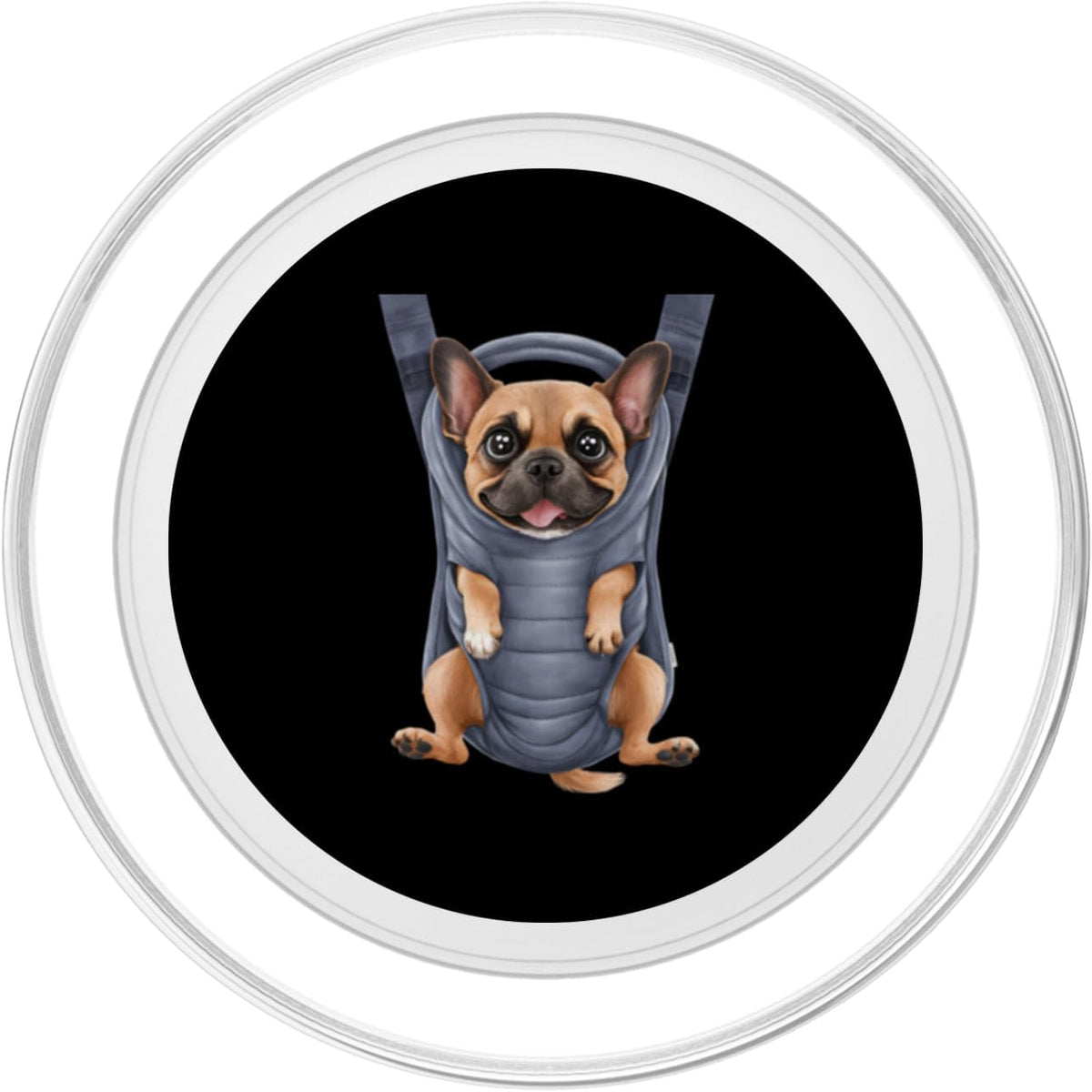 Frenchie Puppy Lover PS Funny Frenchie Puppy In A Baby Carrier. Dog Lover PopSockets PopGrip for MagSafe