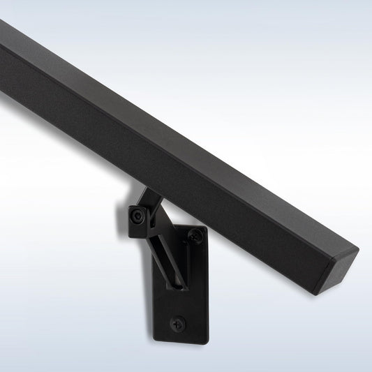 6FT Matte Black Handrails Kit for Indoor Outdoor Stairs，Modern Aluminum Handrail Set,2" X1" Grab bar,Adjustable 304 Stainless Steel Brackets Included，Rust Free