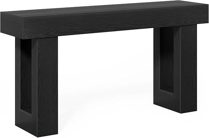 Little Tree 63-Inch Long Console Tables for Entryway, Large Sofa Table Behind Couch, Wooden Entry Foyer Hallway Table, Modern Console Sofa Tables for Living Room, Black