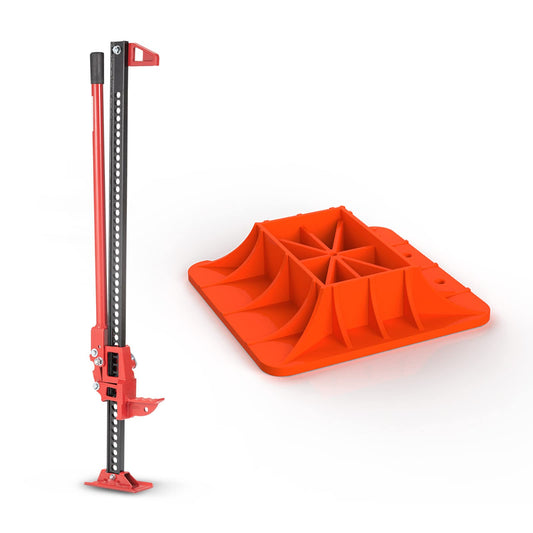 BUNKER INDUST Farm Jack 48" with Jack Base Mate,High Lift Tire Jack Stand Plate Offroad Sand Mud Snow Recovery Kit for Car Truck Jeep ATV SUV UTV