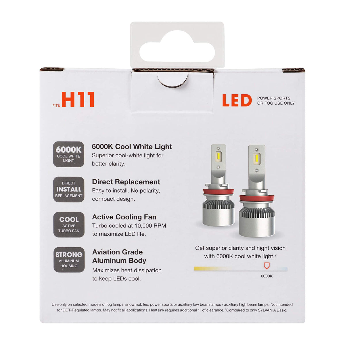 SYLVANIA H11 LED Headlight Bulbs - Off-Road/Fog Lights - Multicolor - Model H11SL.BX2 - 2 Pack