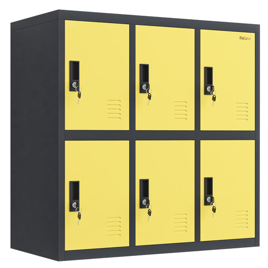 MECOLOR Metal Cabinet with Lock, Lockable Steel Office Cabinets Storage Employee Locker Home Gym (W6D, Yellow)