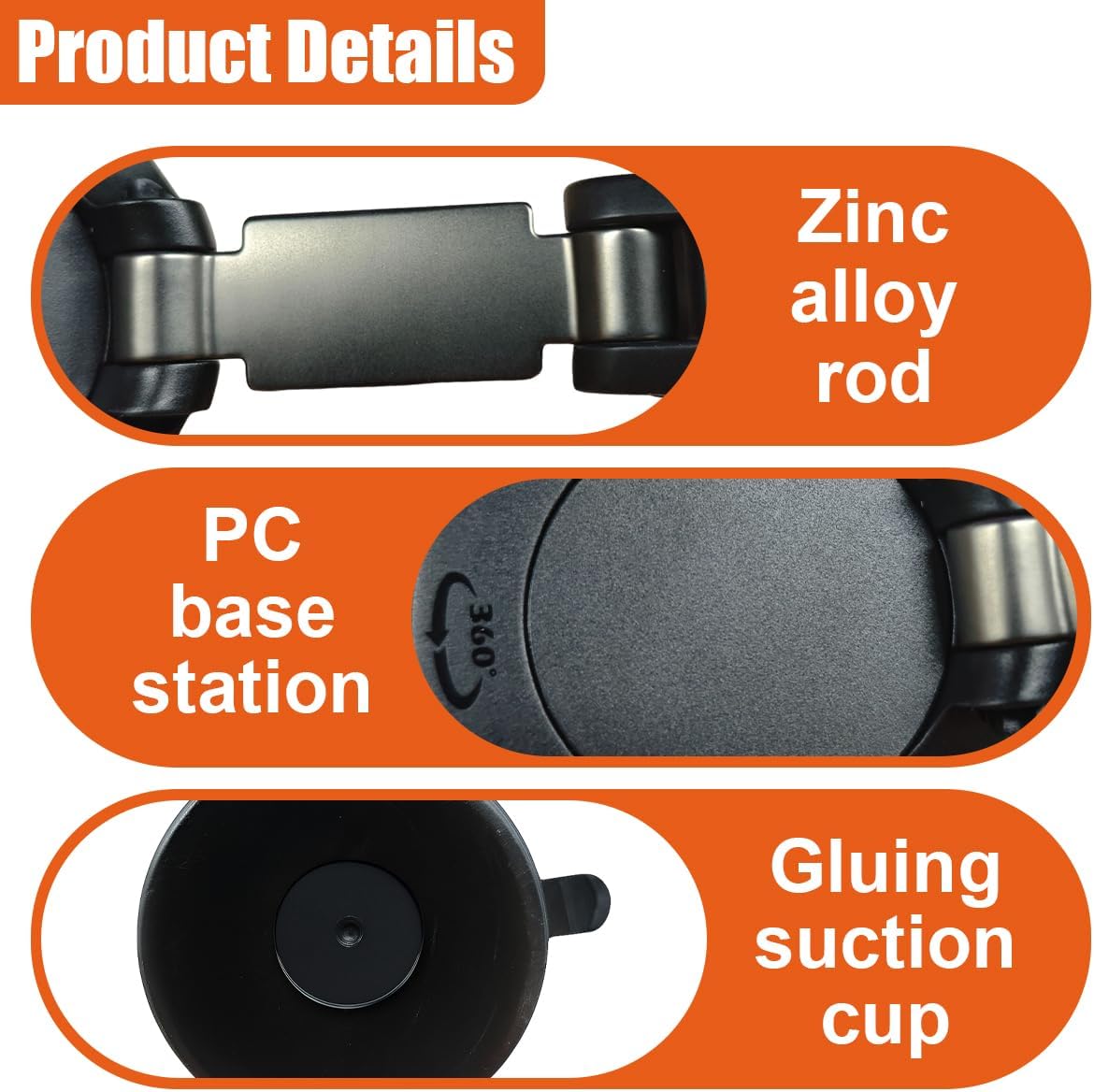 Deaelf 360 Car Magnetic Phone Holder, Foldable Auto Dashboard Phone Mount with Strong Magnet, Adjustable Car Vacuum