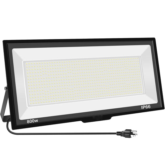 Sunkkes 800W LED Flood Light Outdoor, 6000K 80000LM Daylight White Security Lights Outside Lamp, IP66 Waterproof Exterior Floodlights Lighting for Garden Yard Stadium Arena