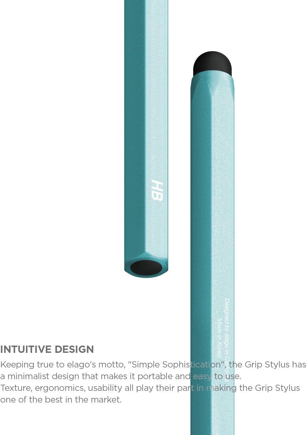 elago Stylus [Hexa][Coral Blue] - [Premium Aluminum ][Classic Pencil Shape][ Replaceable Extra Tip Included]