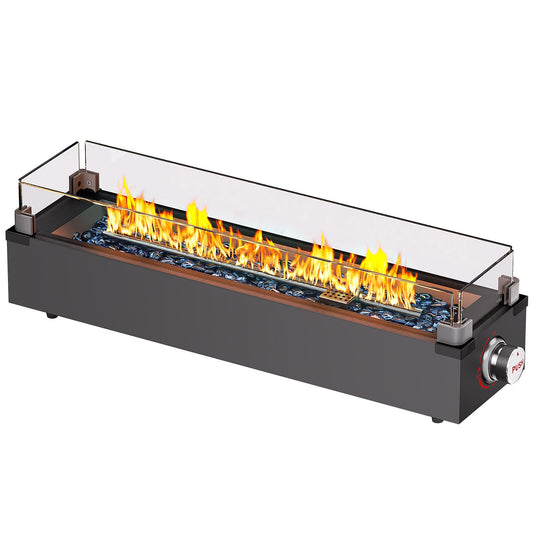 Ciays 28 Inch Table Top Propane Fire Pit, 50,000 BTU Tabletop Firepit with Glass Wind Guard & Glass Beads, Portable Outdoor Portable Fireplace for Patio and Camping