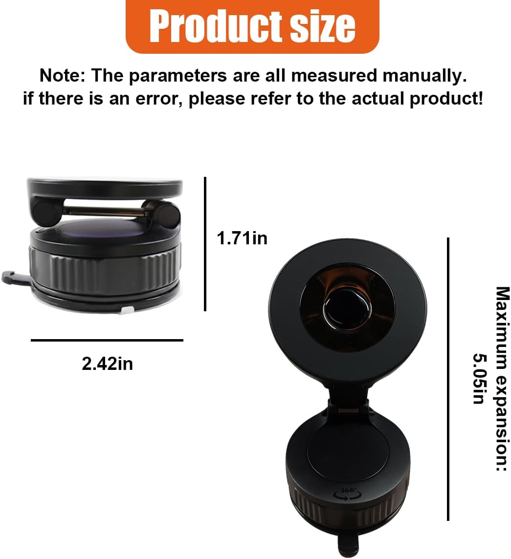 Deaelf 360 Car Magnetic Phone Holder, Foldable Auto Dashboard Phone Mount with Strong Magnet, Adjustable Car Vacuum
