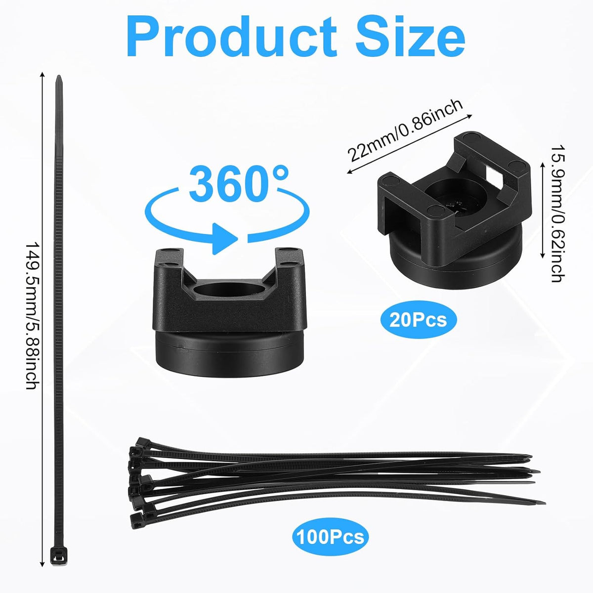 Kegeeei 120Pcs 20 100 Magnetic Zip Tie Mounts Heavy-Duty Magnet Bases & Nylon Cable Ties for Strong, Neat Wire