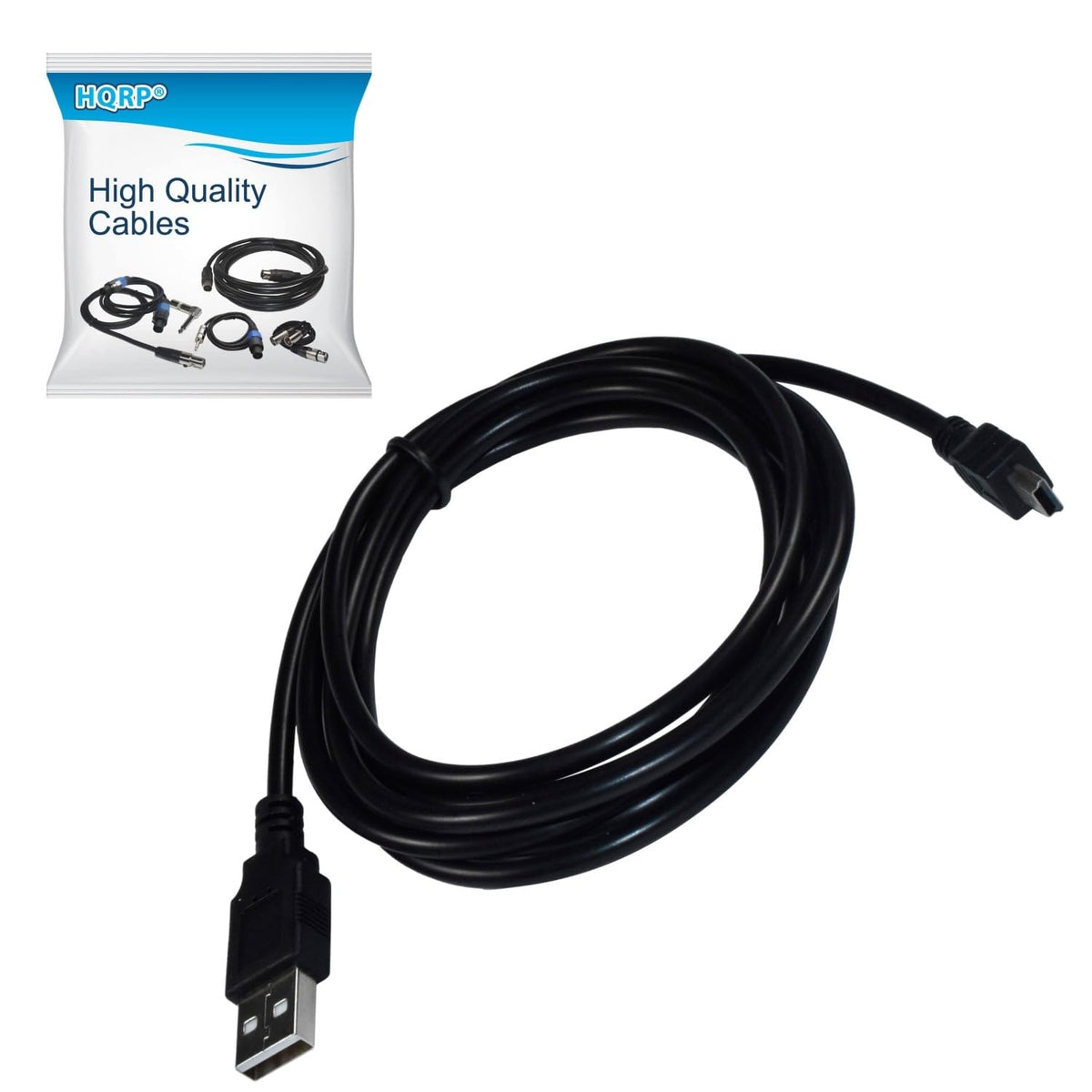 6ft DCR-DVD300E DCR-DVD301 DCR-DVD305 DCR-DVD308 HQRP Long USB to Mini USB Cable Compatible with Sony Handycam