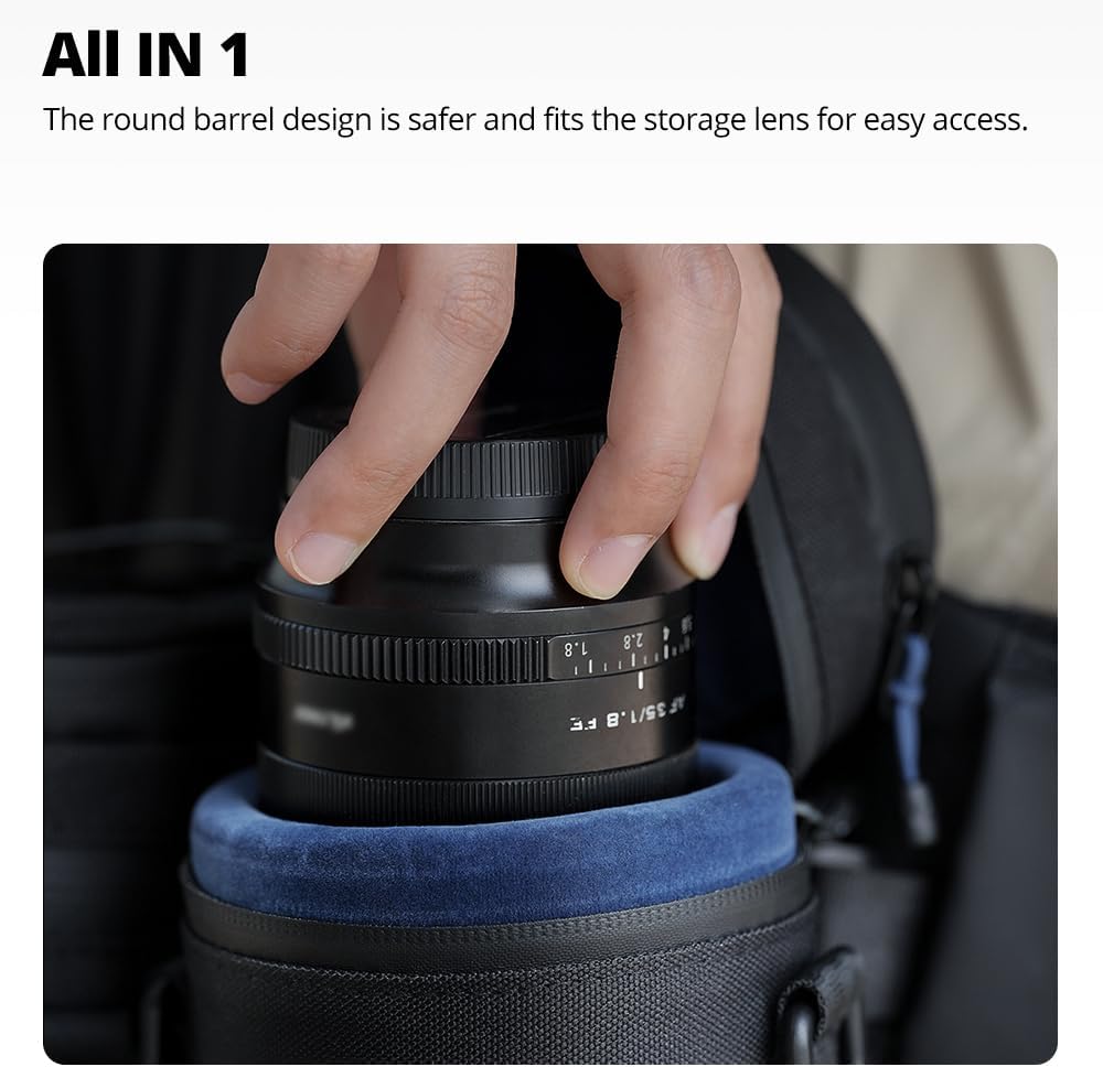 80 135 mm (3.15 5.31 AMBITFUL Thick Camera Lens Pouch Case, Water/Dust/Shock Protection Lens Pouch for DSLR Camera Lens