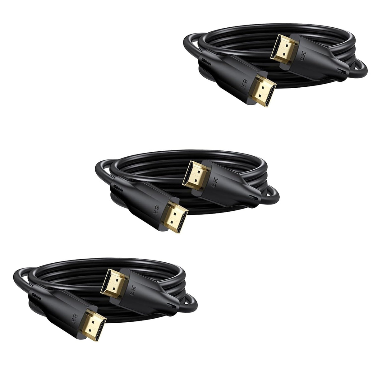 8K 6FT 3 Pack, 2.1 8K@60Hz, 4K@120Hz, 48Gbps PS5, PS4, HDMI Cable Ultra High Speed HDMI Cable Supports DTS:X