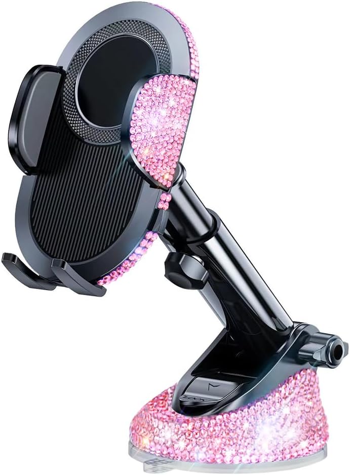 Erolagomat Bling Cell Phone Holders for Car Women[Powerful Suction] [Rally Racing-Grade Stability] Sparkle Car Phone