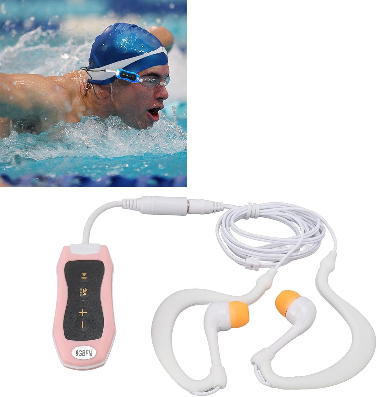 SALALIS IPX8 MP3 (8GB) Player with Earphone, ABS and Rubber Material, Hydrodynamic Design, Excellent Sound, Suitable