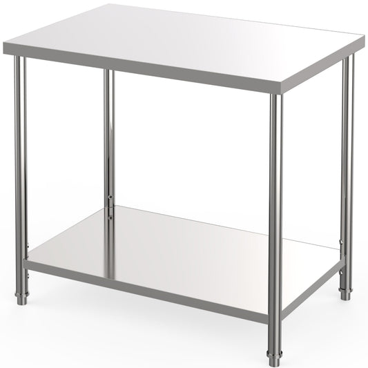 Stainless Steel Table, 36" x 24" Prep Workstation, 1000 LBS, NSF Commercial Work Table with Adjustable Undershelf and Galvanized Legs, for Restaurant, Home, Kitchen, Hotel, Outdoor