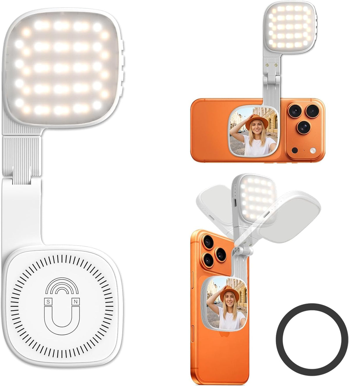 Diyife CRI95, 3 45 360 Magnetic Selfie Light for Phone, [Compatible with MagSafe] Modes, LED, Rotatable Phone Light