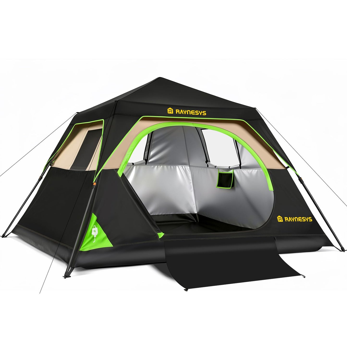 6 Person Instant Tent, Camping Tent Setup in 60 Seconds, Waterproof Pop Up Tents for Camping with Top Rainfly, Instant Cabin Tents with Portable Carry Bag for Family Camp & Hiking, Black + Brown