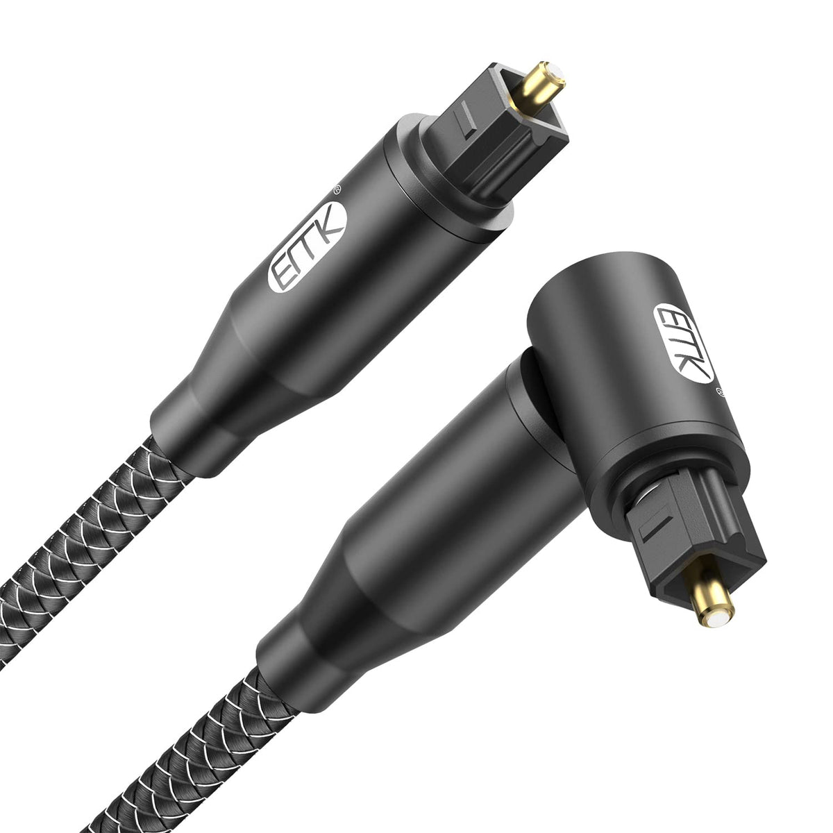 90 [25ft/8M] 360 EMK Degree Right Angle Optical Audio Cable - Rotatable Digital Toslink SPDIF Cable for Soundbar to TV