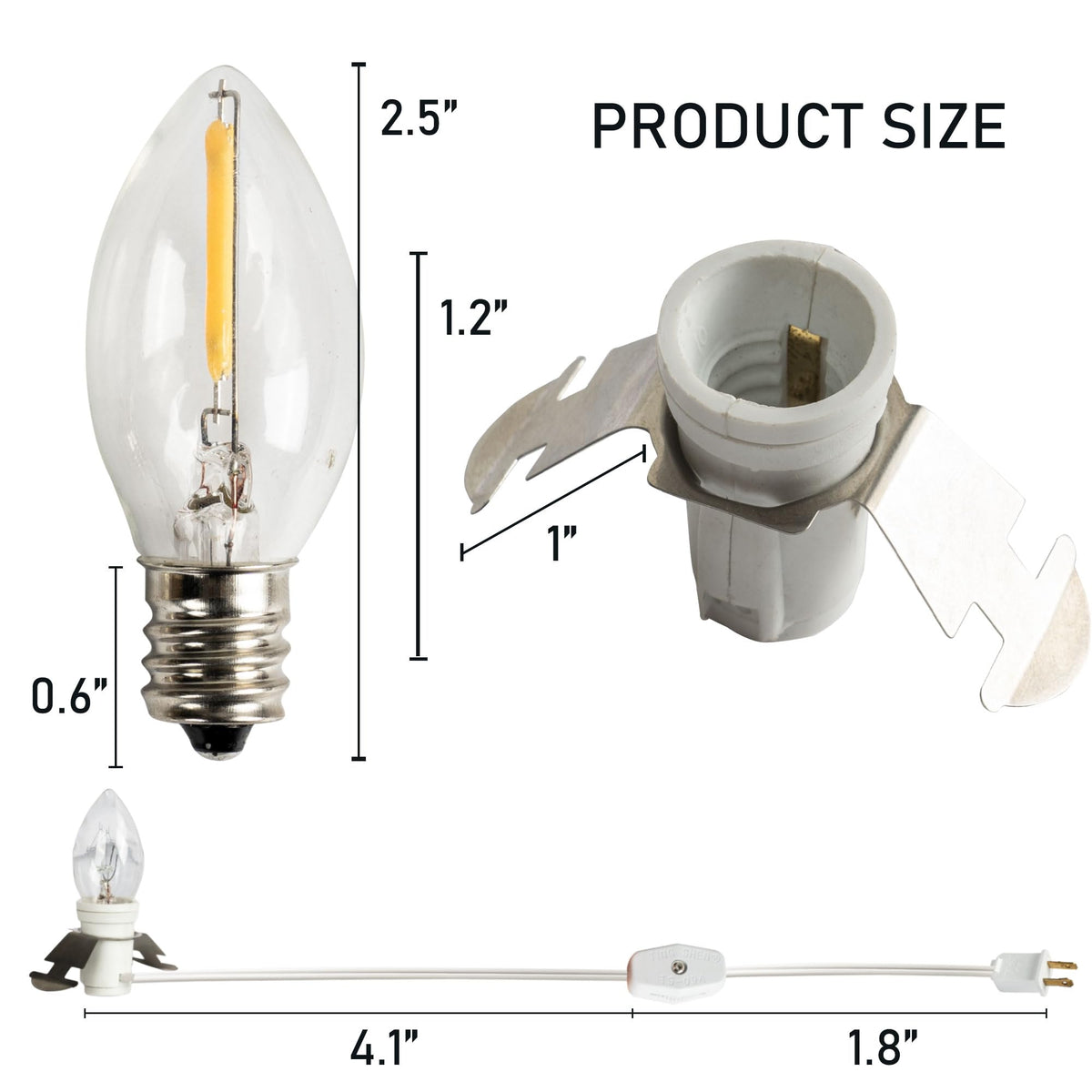 Dazzle Bright LED Accessory Cord with E12 Socket, 4 Pack, Warm White, Model 31001A-09