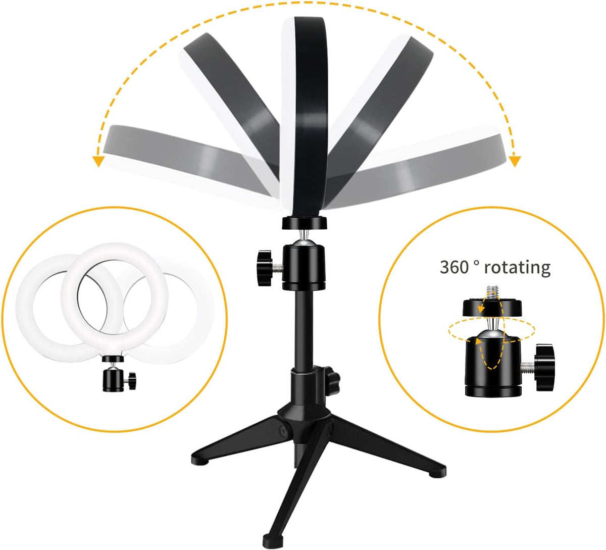 MEZHER 6 Desk Ring Light for Zoom Meetings - Video Conference Lighting Kit for Laptop Computer, Clip on Table LED Light