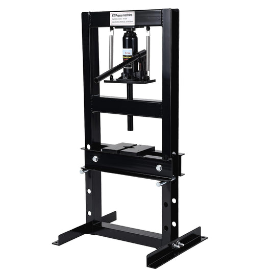 Heavy Duty Hydraulic H-Frame Shop Press – 6 Ton Manual Press, Adjustable Worktable, Stamping Plates, Industrial Steel Construction – for Auto Repair, Garage, Metalworking – Black, 6T