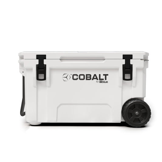 Cobalt 55 Quart Roto-Molded Super Ice Cooler | Large Ice Chest - Long Term Ice Retention | (White (Wheeled))