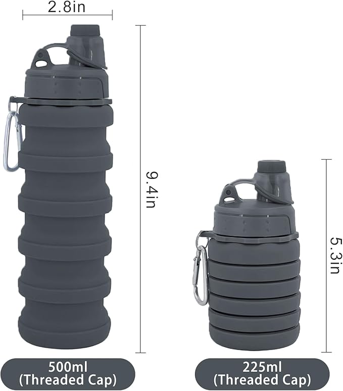 Collapsible Water Bottles Travel water bottle Sports Portable Sport Water Bottle Reusable Water Bottles comes with mountaineering Buckle 500ml silicone Water-proof camping water bottle