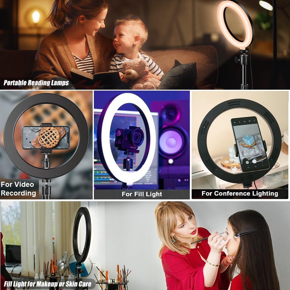 AceTaken Stand,10 Inch C920 C922 C930e C925e C615 501 301 101 4K C270 C310 Magnetic Webcam Light with Ring Light