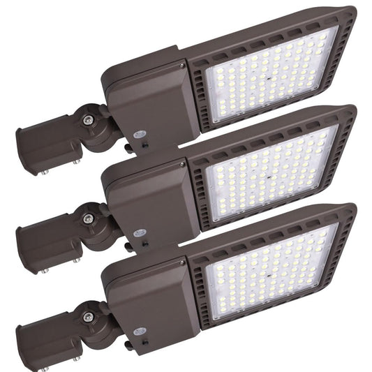 300W LED Parking Lot Lights with Dusk to Dawn Photocell Slip Fitter,3 Pack 39000LM 5000K IP65 Waterproof Commercial Street Pole Light,LED Stadium Flood Light for Garage Sports Driveway,ETL Listed