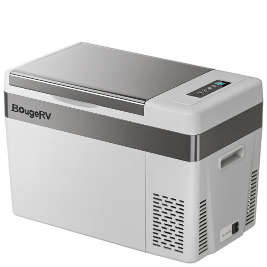 BougeRV 12 Volt Refrigerator With Cover 12V Car Fridge 30 Quart Portable Freezer Compressor Cooler Compressor Freezer, 12/24V DC 110~240V AC, -8℉~50℉ for Truck RV SUV