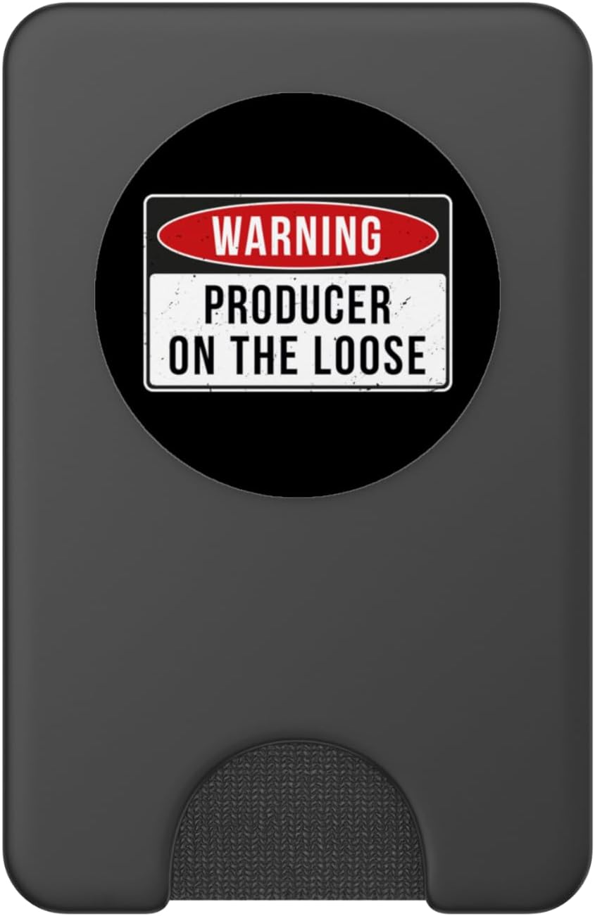 Funny Producer Gift Ideas Warning Sign - Producer On The Loose Funny Job Quote PopSockets PopWallet for MagSafe