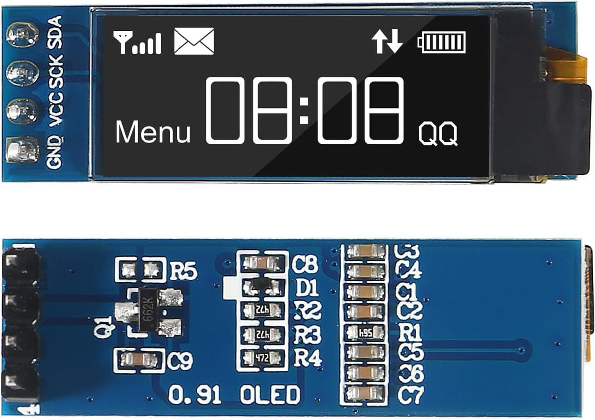 ACEIRMC 4pcs I2C 0.91 Inch I2C I2C 3.3V~5V 4PINS ESP32 ESP8266 STM32 Display Module OLED Display Module OLED Screen