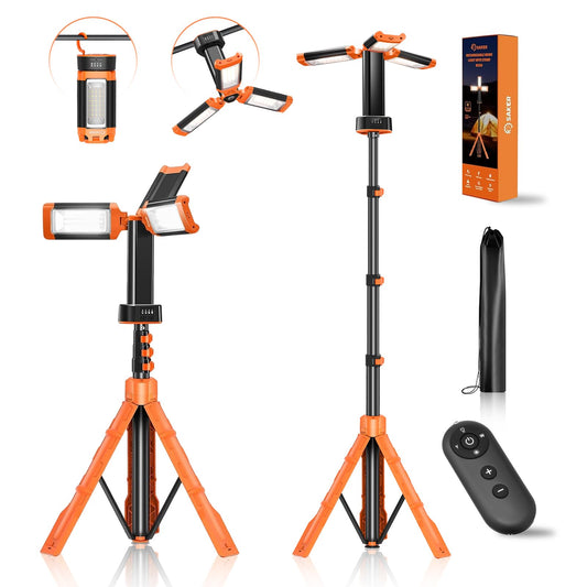Saker Portable Camping Light with Remote & Stand 73.2" 12000mAh Rechargeable Work Light 3200 Lumen Camp Lanterns with Bag for Garage, Outdoor Work, Emergency Power Outages, Fishing LD10