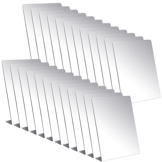 Amyhill 24 Pcs Counter Top Mirror Freestanding Table Desk Mirror Self Portrait Single Sided Acrylic Glass for Tabletop Desk Counter Bedroom Office Bathroom Home Dorm (8.5 x 9 Inch)