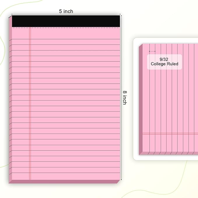 12pcs Small Legal Pads 5x8 Colored Note Pads Paper College Ruled Notepad Clear Print Writing Pads 5 x 8 Legal Pads Perforated Narrow Ruled Pads of Paper (Multicolor)