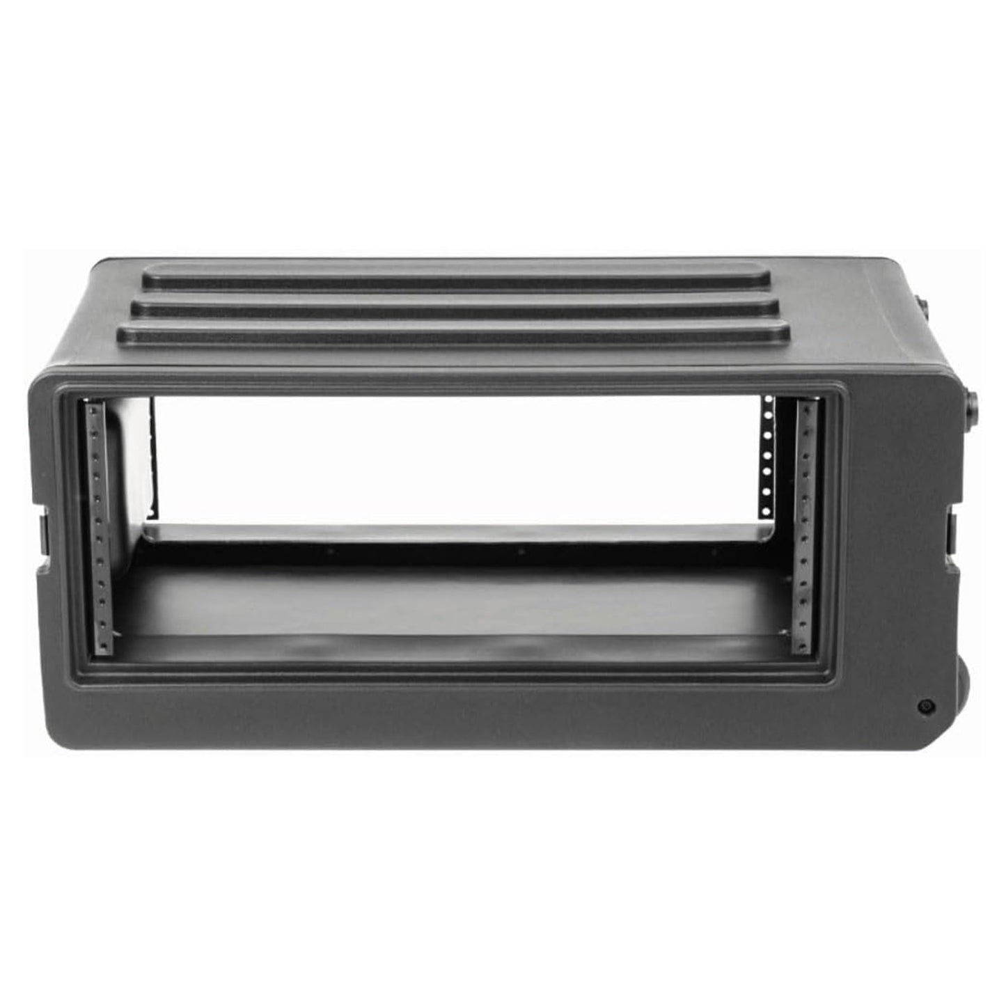 SKB 4U rSeries Shallow Rolling Rack with Integrated Back Wheels and 1-Touch Pull Handle, Comes with 8 Rack Units and Interlocking Molded Stacking Bars