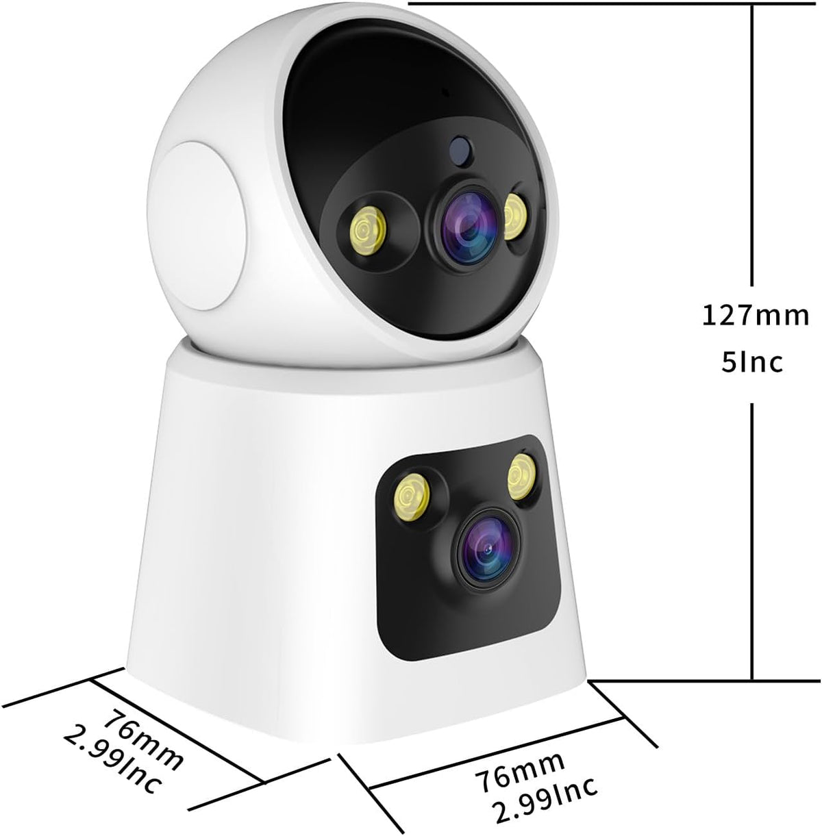 Kinnkall 4MP 360 2.4G/5G 24/7 2-Way Dual Lens Indoor Security Camera, Pan/Tilt Baby & Pet Monitor, WiFi, Motion