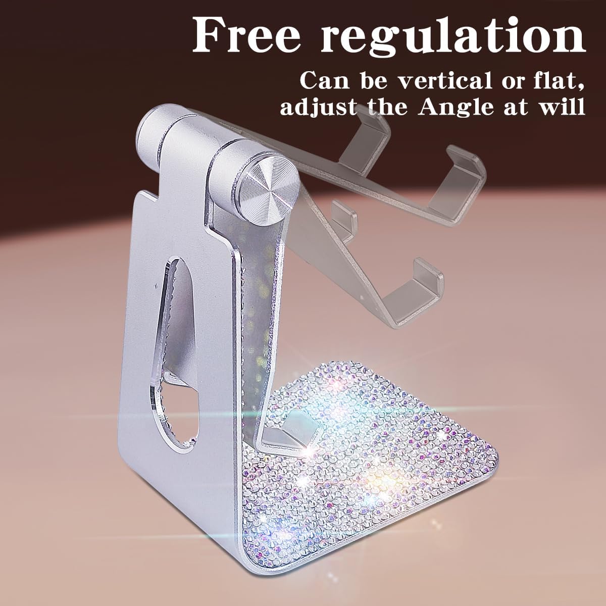 Erolagomat 15 14 13 12 11 Bling Crystal Phone Stand for Desk,Glitter Adjustable Cell Phone Holder, Desktop Holder