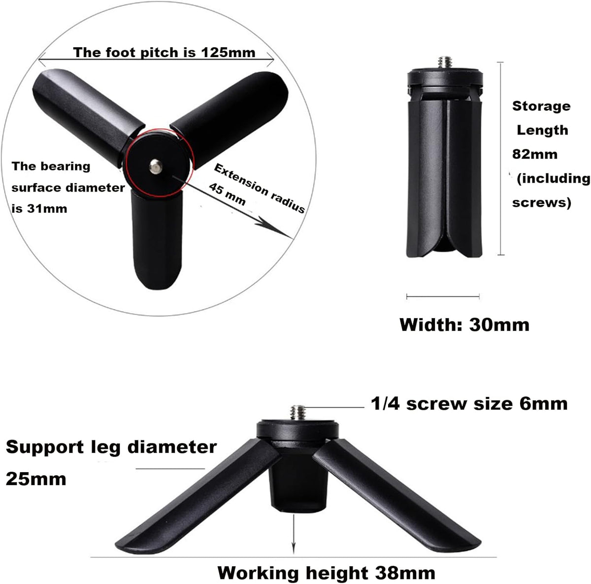 FWKAILEPING 2 Pack 3 2 (2Black) Mini Tripod Compatible with DJI Osmo Pocket & Portable Camera Tripod Desktop Stand