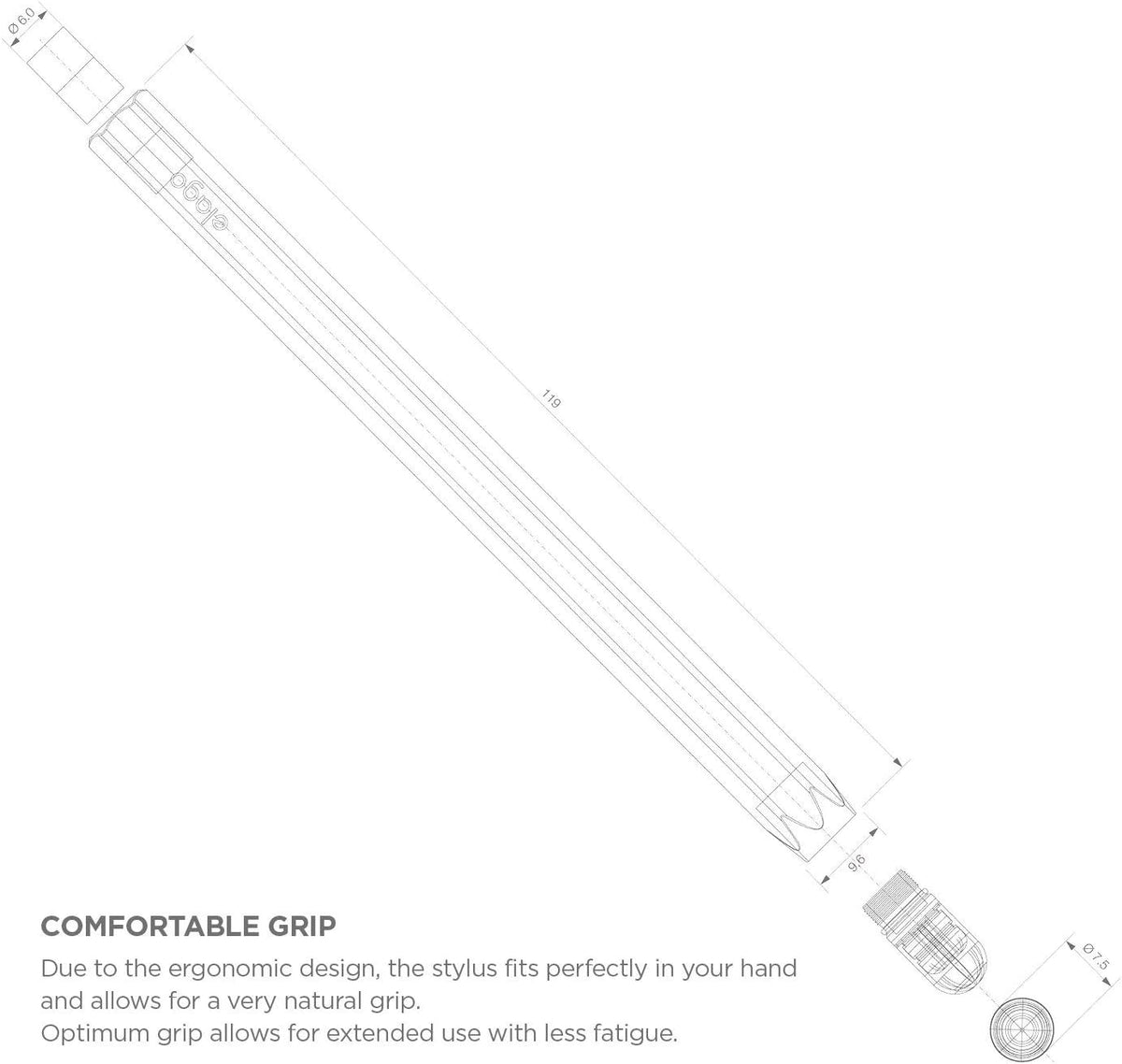 elago Stylus [Hexa][Coral Blue] - [Premium Aluminum ][Classic Pencil Shape][ Replaceable Extra Tip Included]