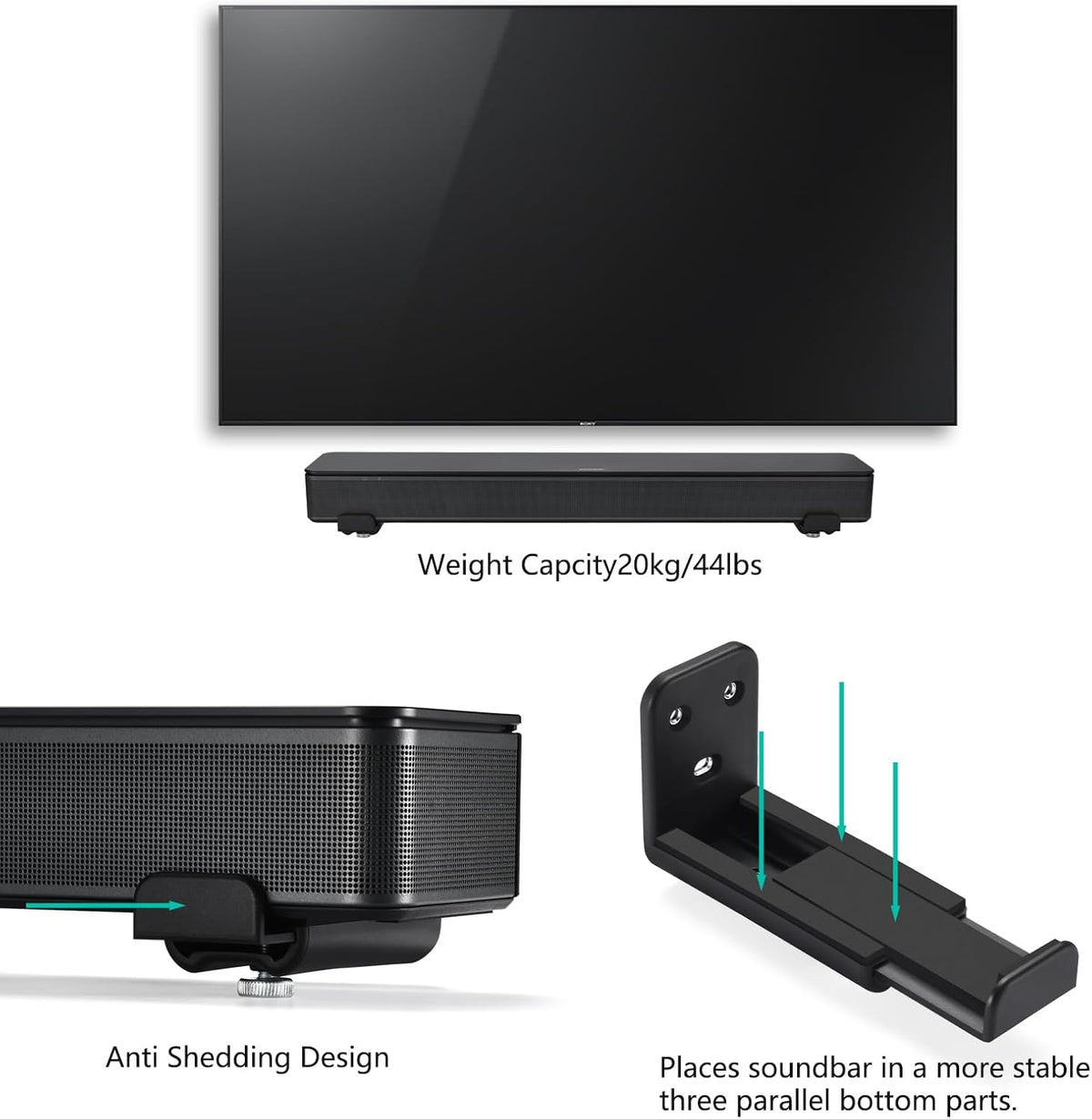 KECHICHENGYUN Soundbar Wall Mount,Easy to Install Anti Drop Universal Sound bar Mounts under TV,Adjustable Soundbar