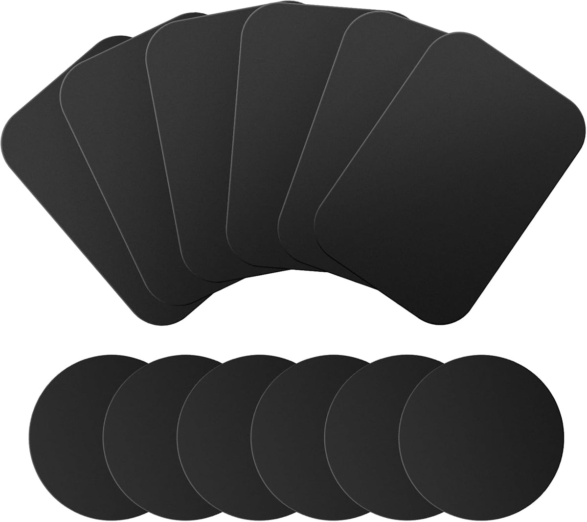 Generic 12-Pack 6 6 Adhesive Metal Plates for Magnetic Phone Car Mounts - Rect & Round Black, Universal Fit