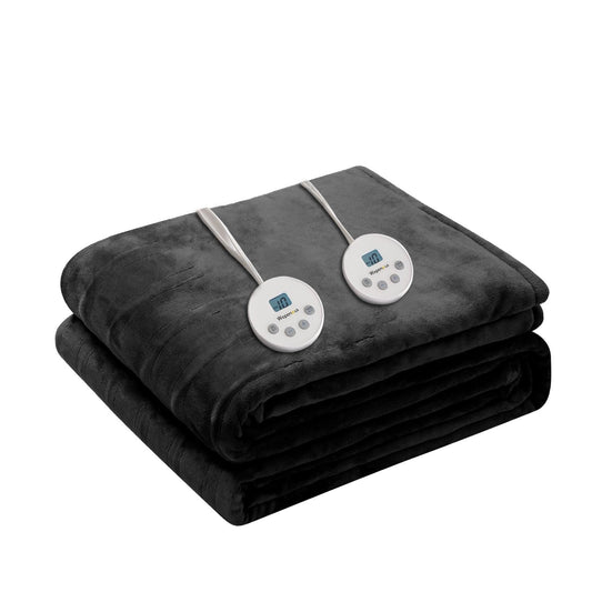 Wapaneus Heated Blanket Electric Queen Size 84"x90"-Dual Control with 10 Heat Levels 12 Timer Settings and 8 Hours Auto-Shut Off,Fast-Heating Electric Blanket,ETL Listed Machine Washable,Black